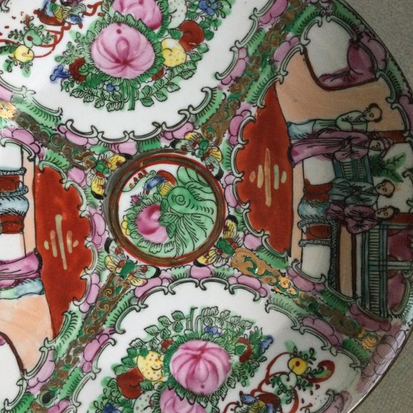 Vintage Chinese Famille Rose Medallion Canton hand painted Porcelain Plate 10.5" - Picture 7 of 8